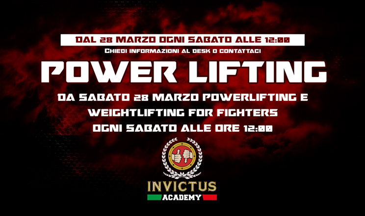 Dal 28 Marzo nuovi corsi di Powerlifting e Weightlifting for fighters