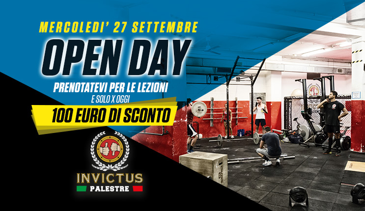 Open Day: Mercoledì 27 Settembre ingresso gratuito e maxisconto sull’abbonamento